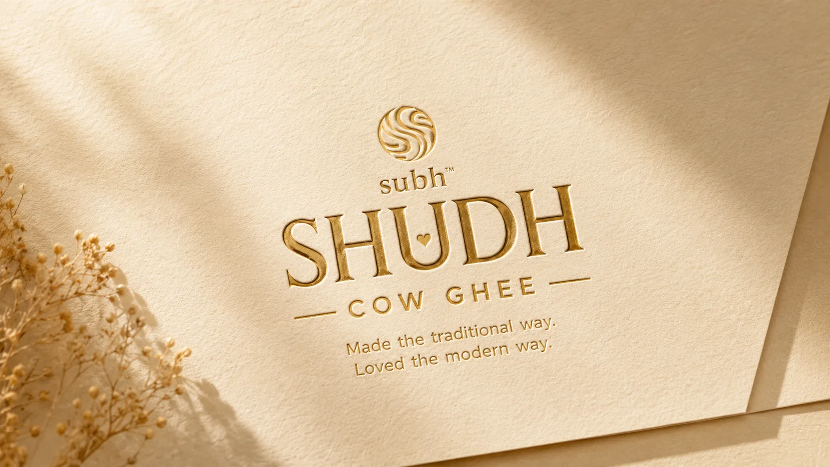 Subh Ghee — Packaging Design packaging & visual design mockup 5 by Raghav Chopra